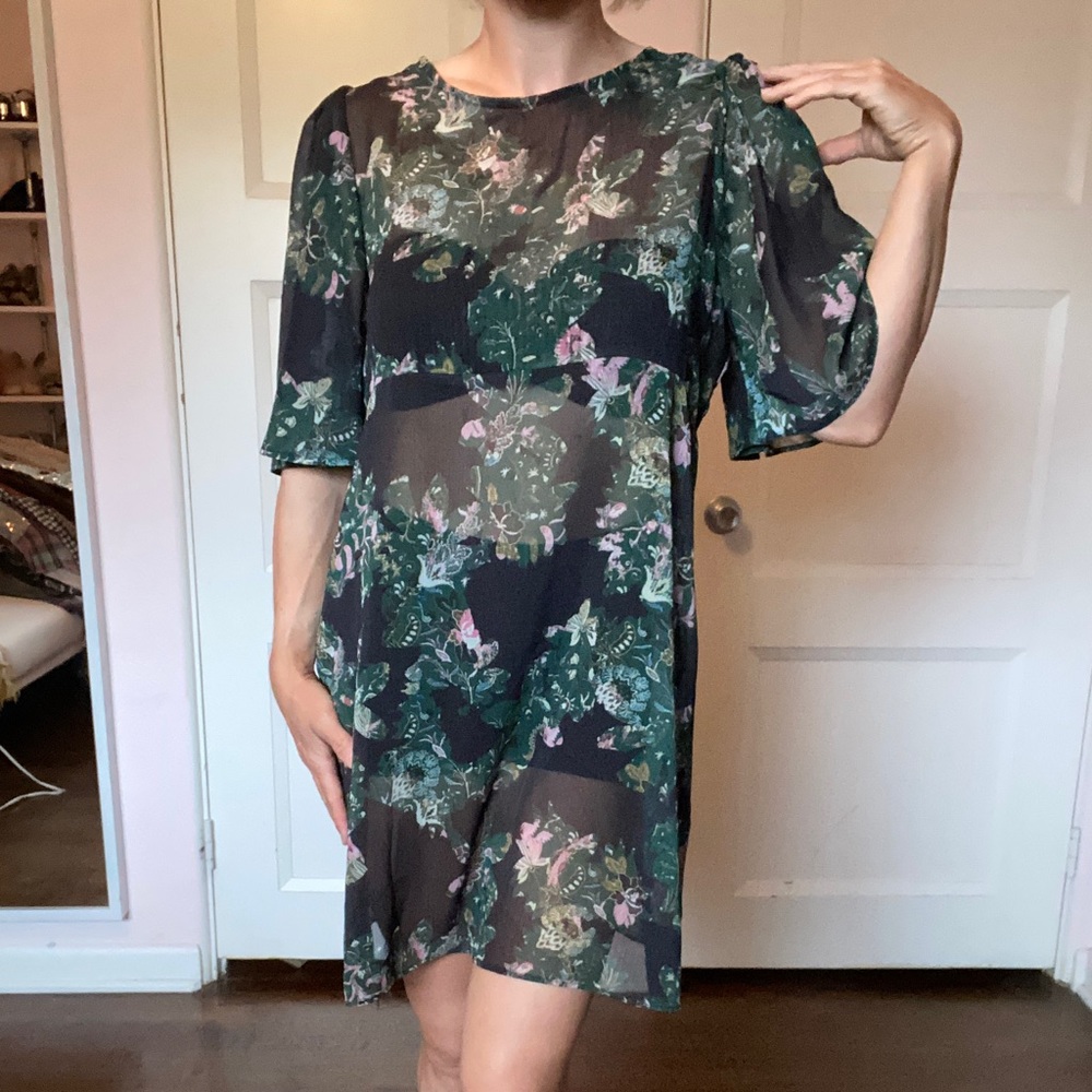 Zara tent sheer shift babydoll mini dress